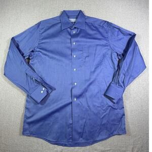 Eton Classic Men’s 41/16 Blue Long Sleeve Button Front Luxury Dress Shirt Sweden